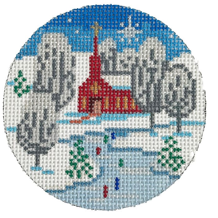 Country Church Scene Painted Canvas Alice Peterson Company - 1