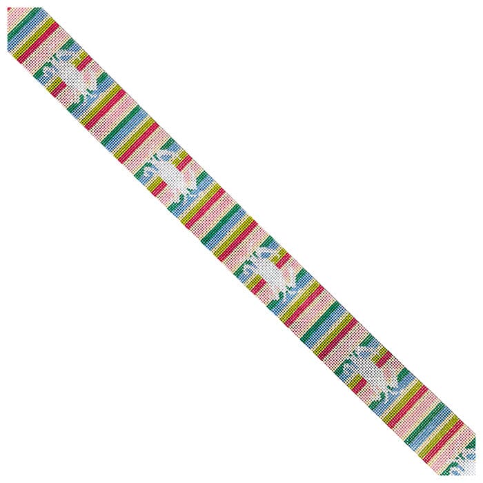 Crab Silhouette Belt on Summer Stripes Pastel with Yellow Painted Canvas Chris Lewis Distributing - 1