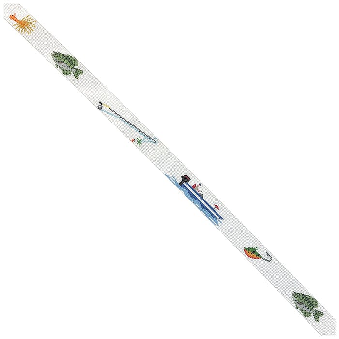 Crappie Fishing Belt Painted Canvas Elm Tree Needlepoint - 1
