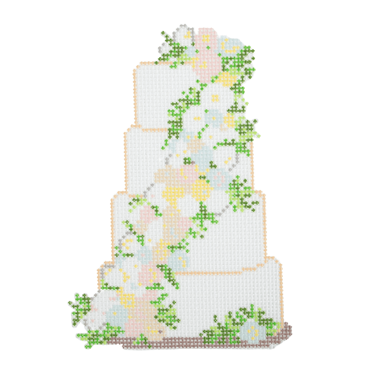 Cream and Pastel Flowers Wedding Cake Printed Canvas Nash & Daughters - 1