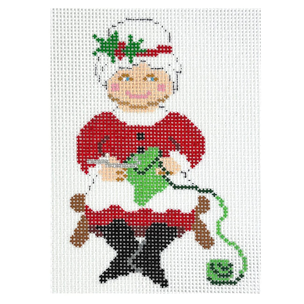 Crocheting Mrs. Claus Painted Canvas Atlantic Blue Canvas - 1