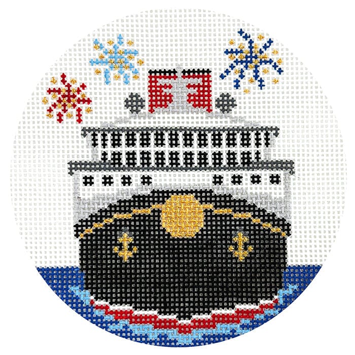 Cruise Ship with Fireworks Painted Canvas Lauren Bloch Designs