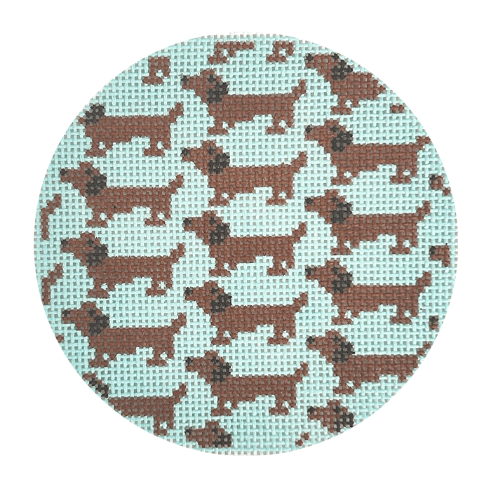 Dachshund Repeat Round Painted Canvas Mopsey Designs - 1