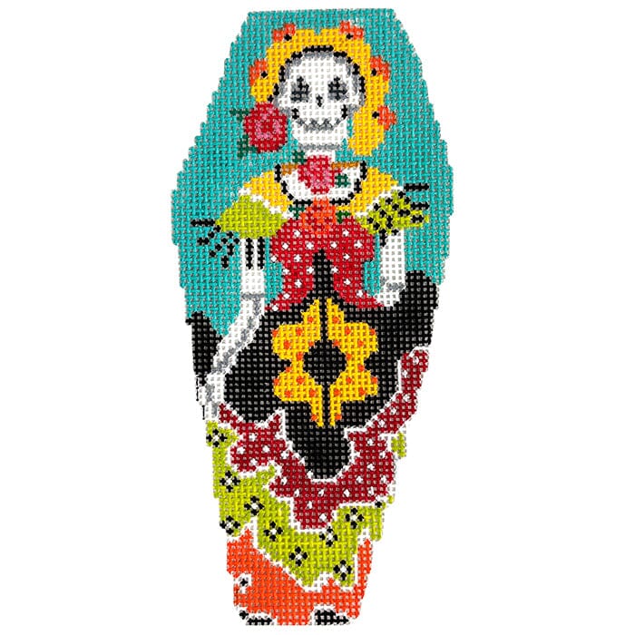 Day of the Dead Girl Coffin Ornament Painted Canvas Shelly Tribbey - 1
