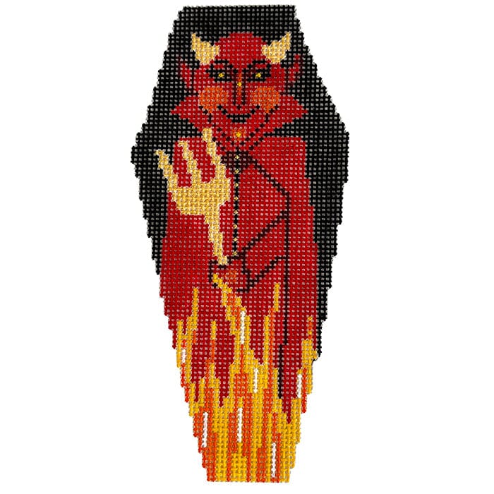 Devil Coffin Ornament Painted Canvas Shelly Tribbey - 1