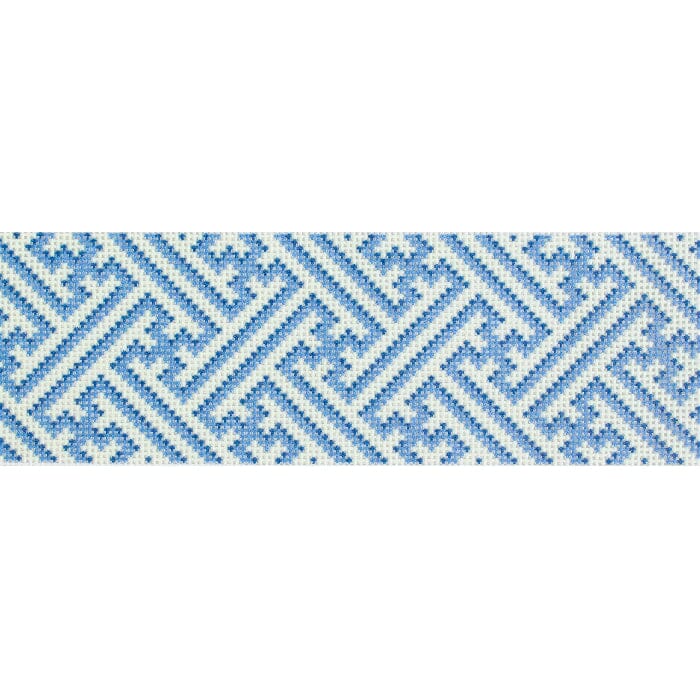 Diagonal Key Band - Blue Printed Canvas Two Sisters Needlepoint