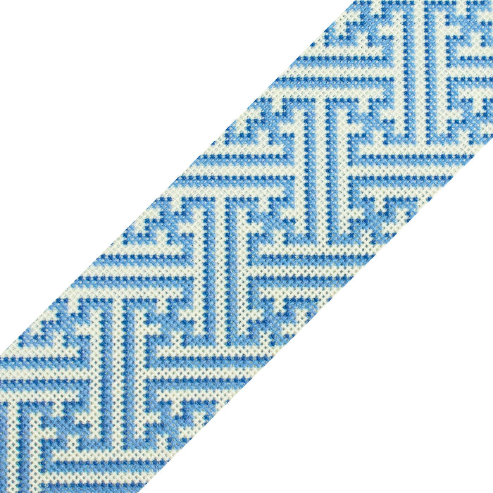 Diagonal Key Band - Blue Printed Canvas Two Sisters Needlepoint