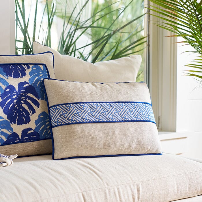 Diagonal Key Band Blue Printed Canvas Two Sisters Needlepoint