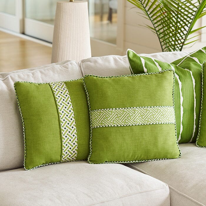 Diagonal Key Band Green Printed Canvas Two Sisters Needlepoint