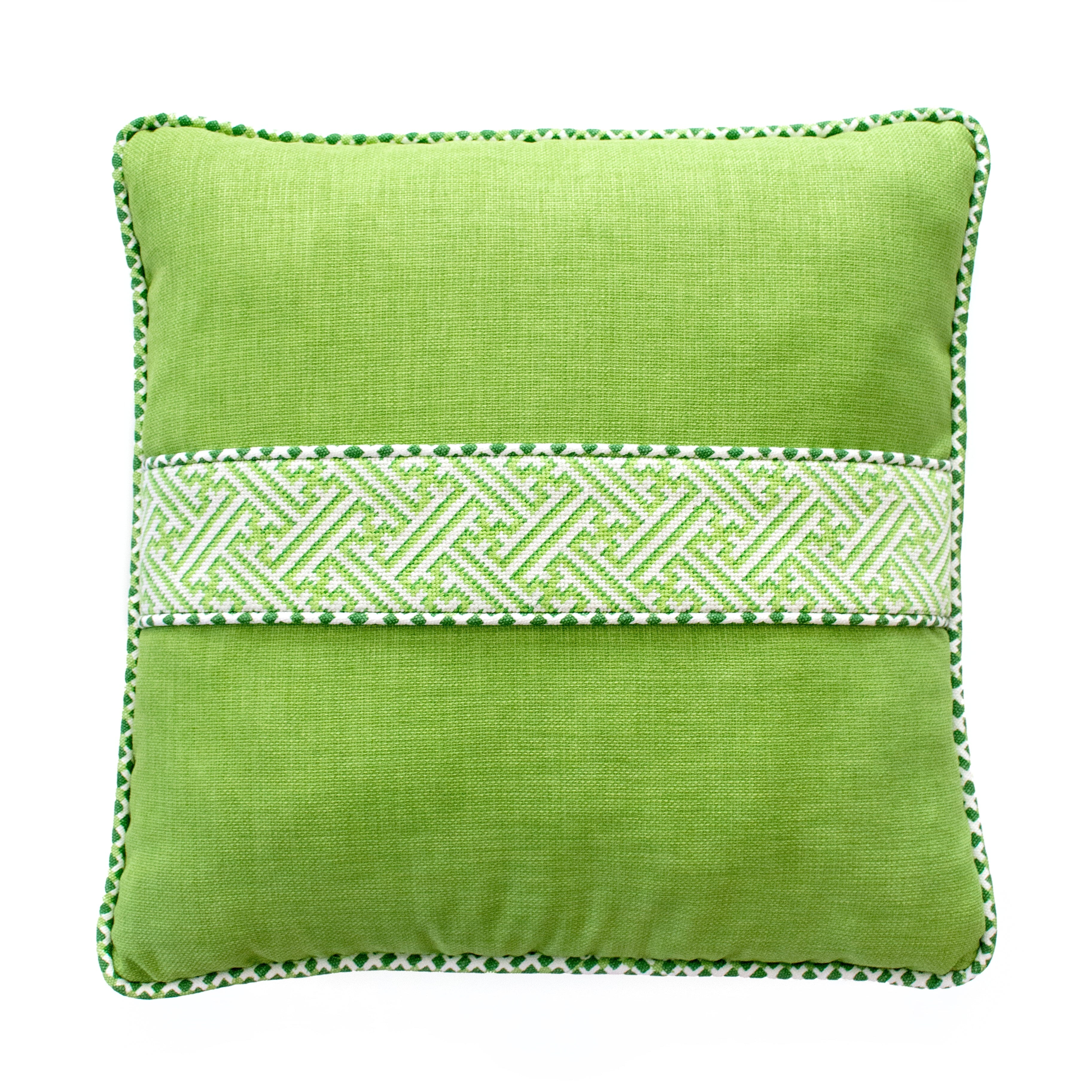 Diagonal Key Band Green Printed Canvas Two Sisters Needlepoint