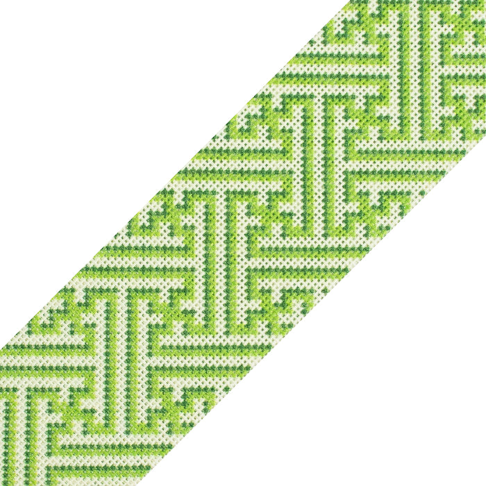 Diagonal Key Band - Green Printed Canvas Two Sisters Needlepoint
