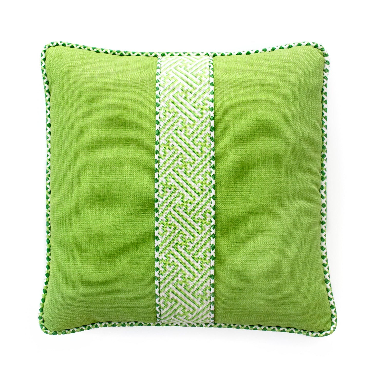 Diagonal Key Band - Green Printed Canvas Two Sisters Needlepoint