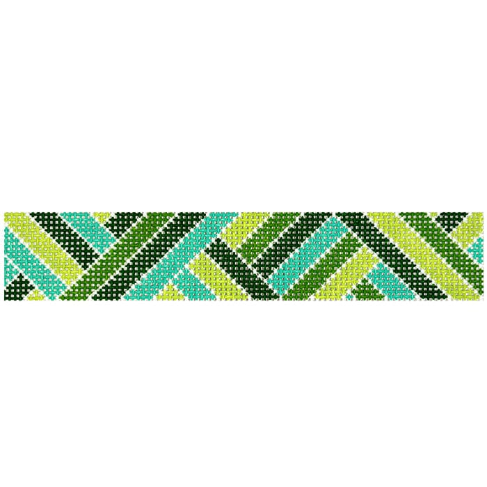 Diagonals Keychain Green Painted Canvas Coco Frank Studio - 1