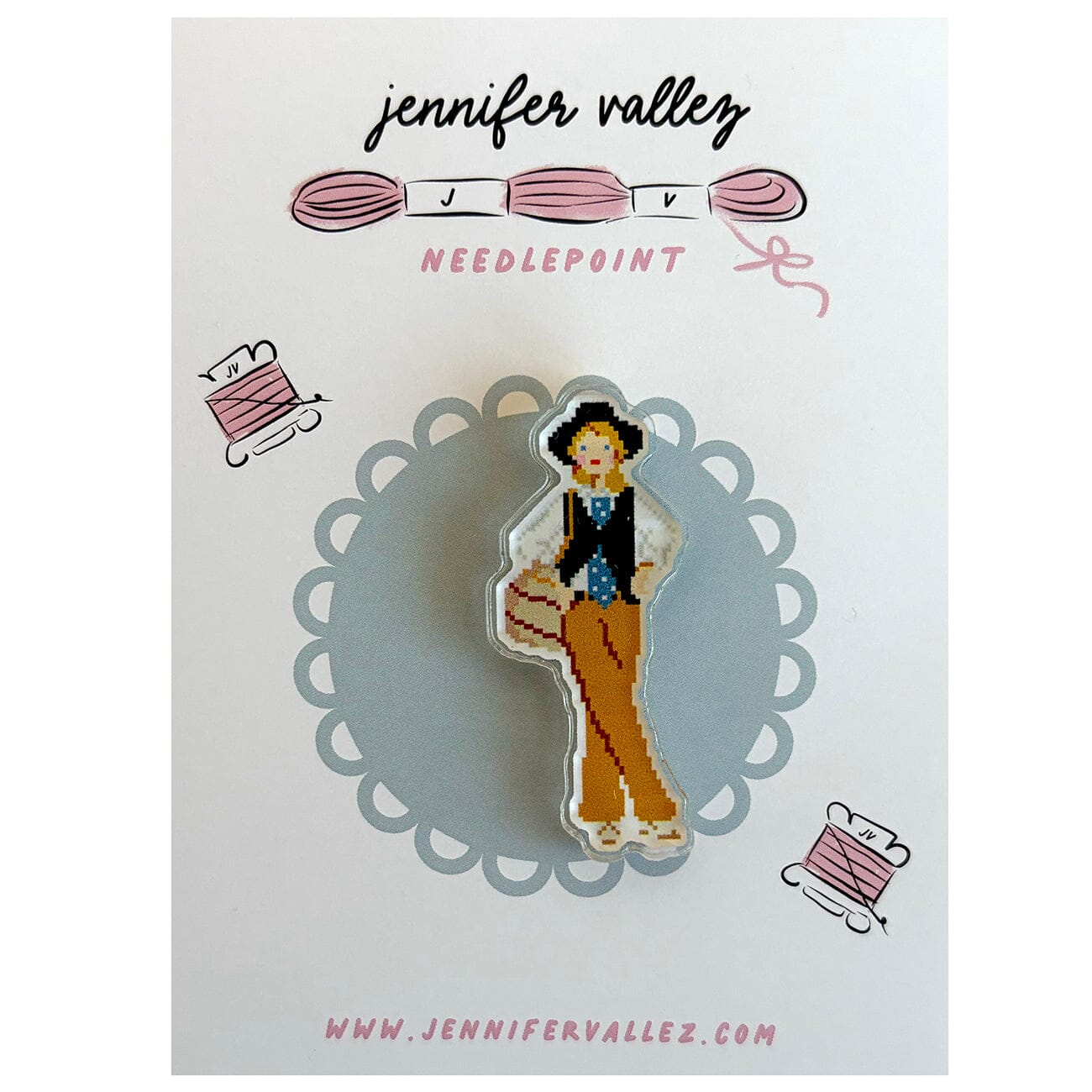 Diane Keaton Acrylic Needle Minder Accessories Jennifer Vallez Needlepoint - 1