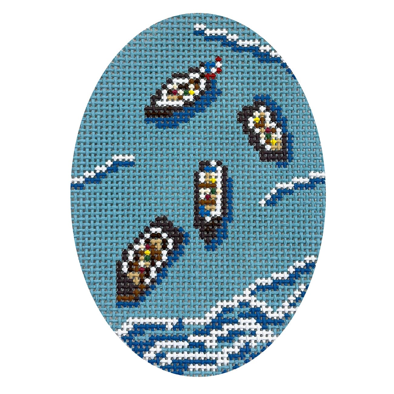 Dinghys from Above Oval Painted Canvas Atlantic Blue Canvas - 1