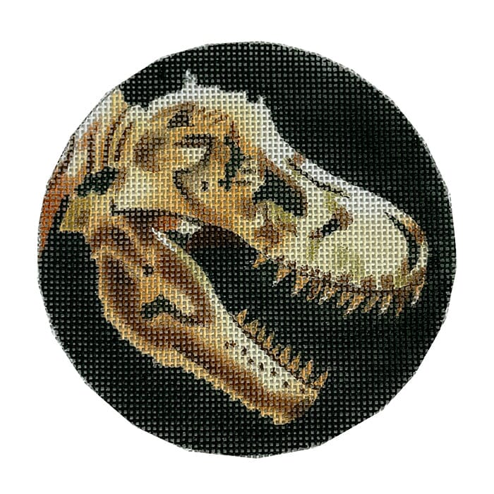 Dinosaur Head 4" Round Painted Canvas Colors of Praise