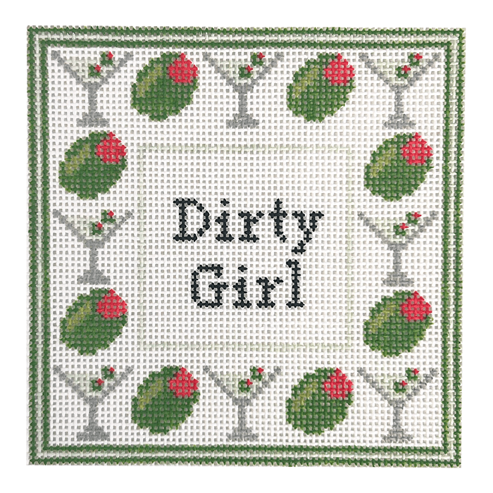Dirty Girl Coaster Painted Canvas Mopsey Designs - 1