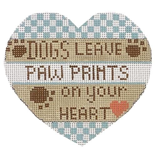 Dog Blue Checkered Heart on 13 Painted Canvas Danji Designs - 1