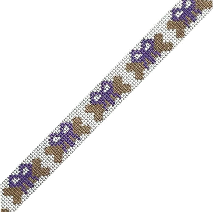 Dog Collar Bones with Purple Bows Painted Canvas CBK Needlepoint Collections - 1