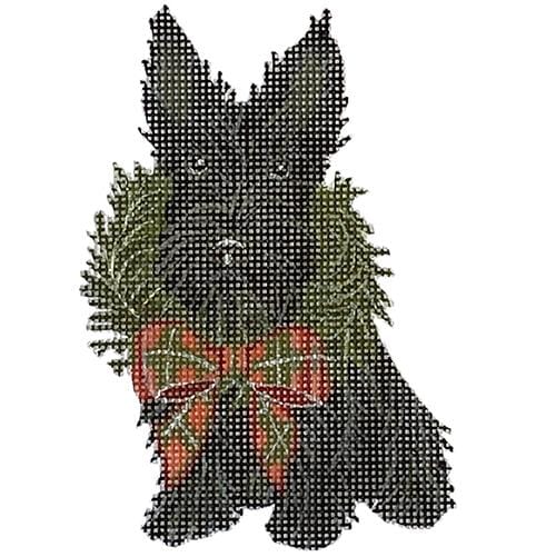 Dog: Holiay Scottie ornament Painted Canvas Painted Pony Designs - 1