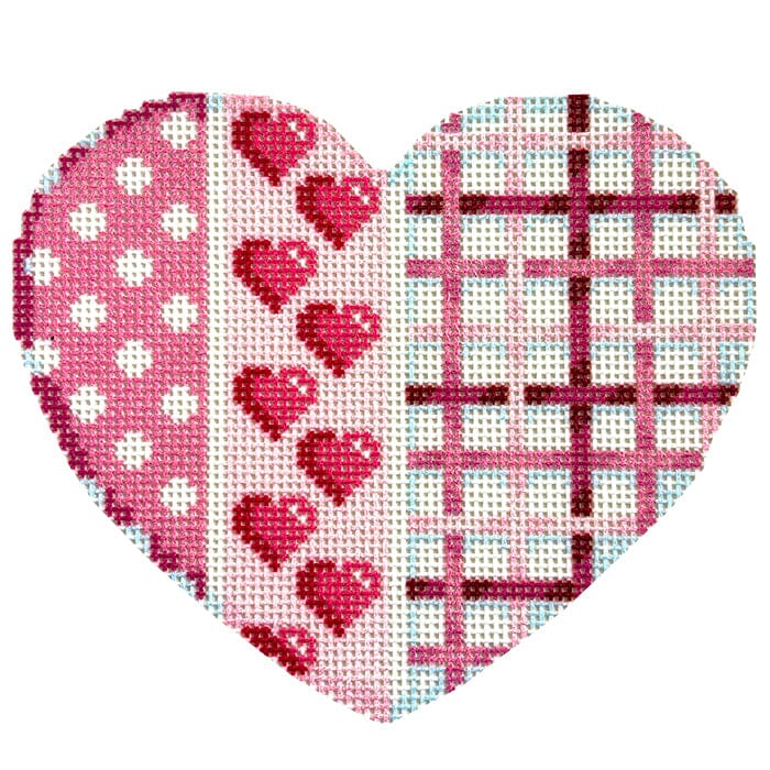 Dot/Heart/Woven Large Heart Printed Canvas Two Sisters Needlepoint