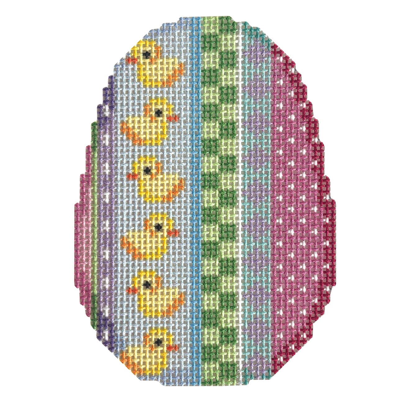 Dots/Chicks/Harlequin Egg Printed Canvas Two Sisters Needlepoint - 1