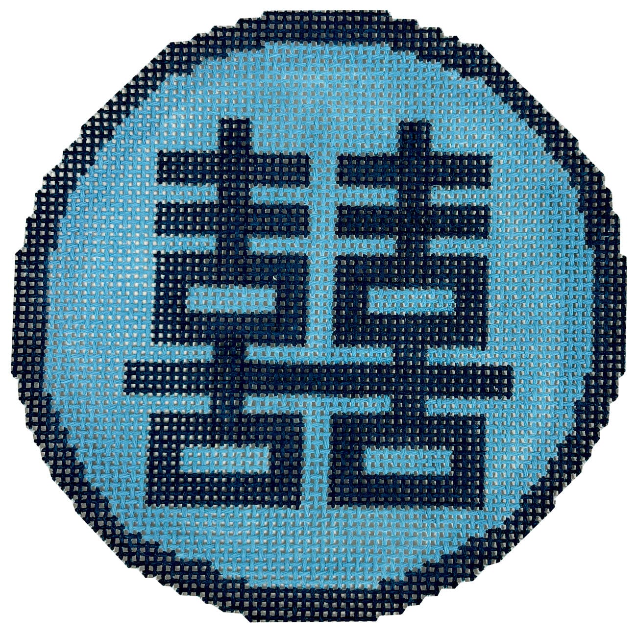 Double Happiness Round Painted Canvas The Gingham Stitchery - 1