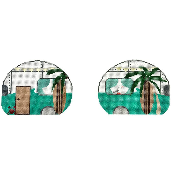 Double Sided Airstream Beach Painted Canvas Fire and Iris - 1
