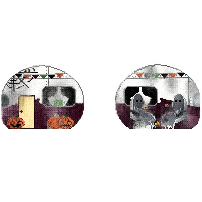 Double Sided Airstream Halloween Painted Canvas Fire and Iris - 1
