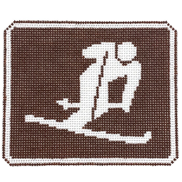 Downhill Skier Sign Painted Canvas Fire and Iris