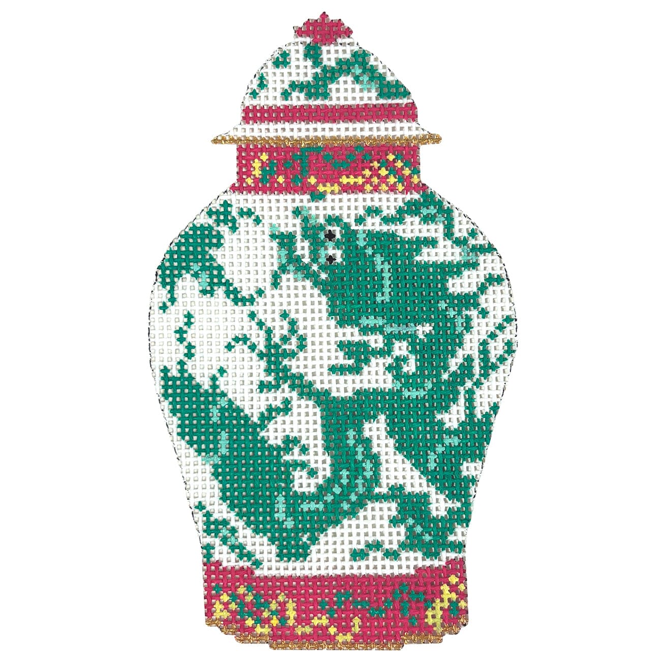 Dragon Ginger Jar Painted Canvas The Gingham Stitchery - 1