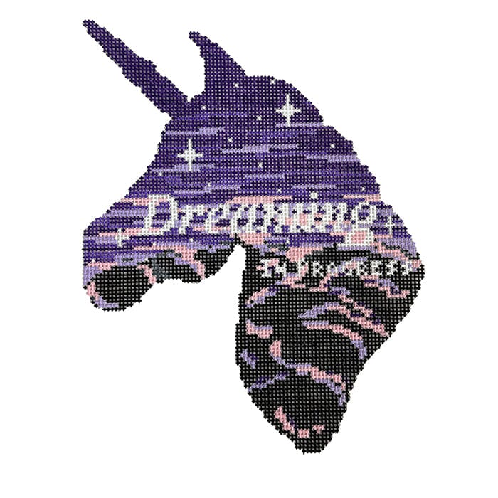 Dreaming (Unicorn Silhouette) Painted Canvas Fire and Iris - 1