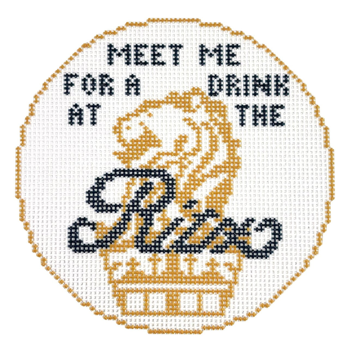 Drinks at the Ritz Round Printed Canvas The Gingham Stitchery - 1
