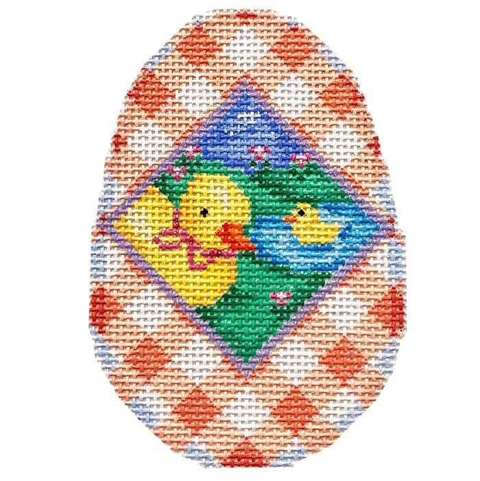 Ducks Scenic/Gingham Egg Printed Canvas Two Sisters Needlepoint - 1
