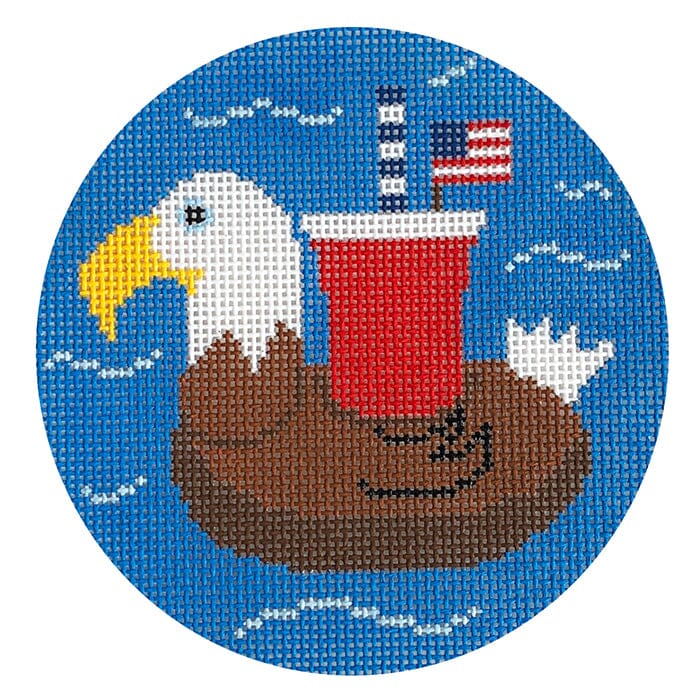 Eagle Floatie 4" Round Painted Canvas Rachel Donley - 1