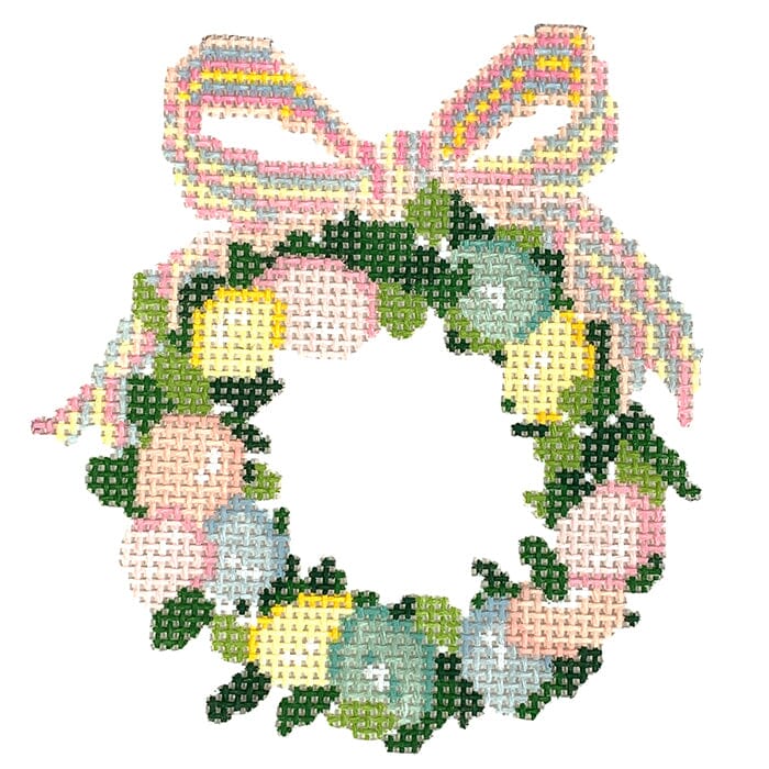 Easter Wreath with Bow Painted Canvas KCN Designers