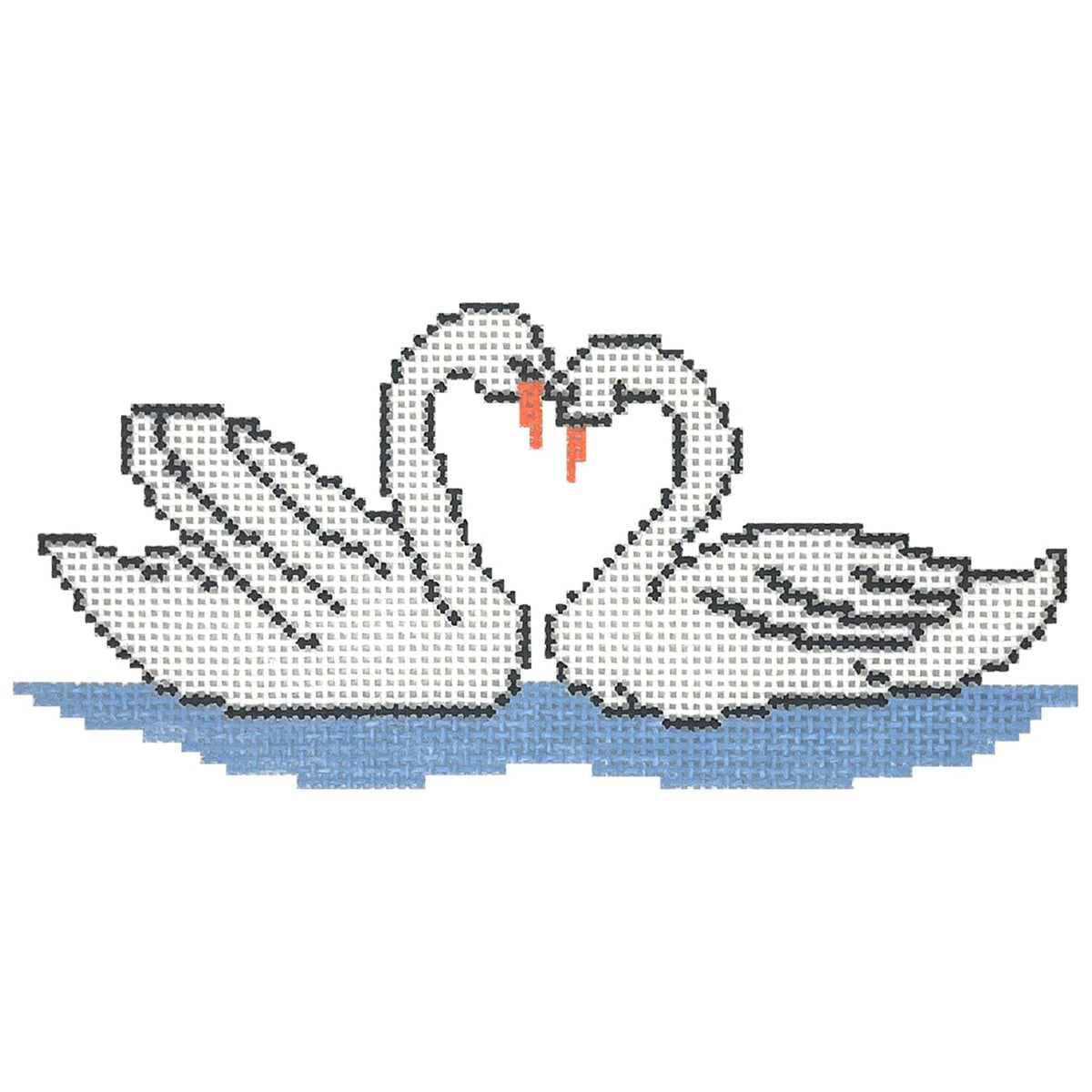 Endless Love Swans Painted Canvas Dogwood Needlepoint - 1