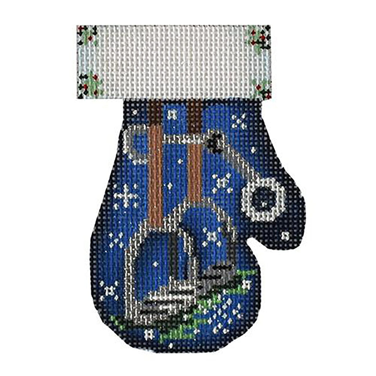 Equestrian Mitten Printed Canvas Two Sisters Needlepoint - 1