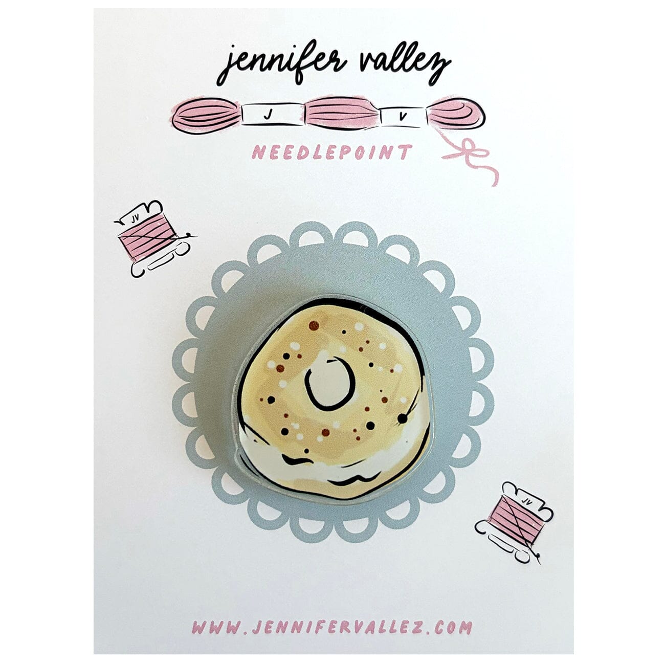Everything Bagel Acrylic Needle Minder Accessories Jennifer Vallez Needlepoint - 1