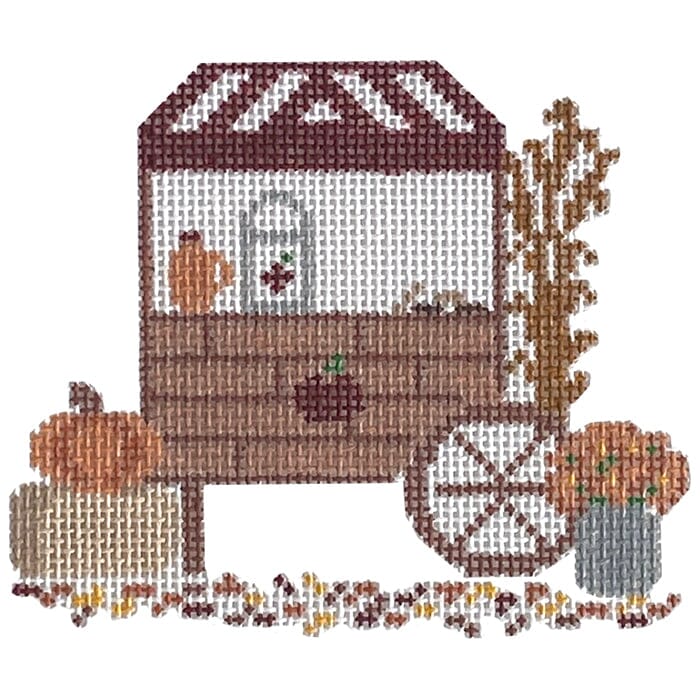 Fall Apple Cart Painted Canvas Fire and Iris - 1