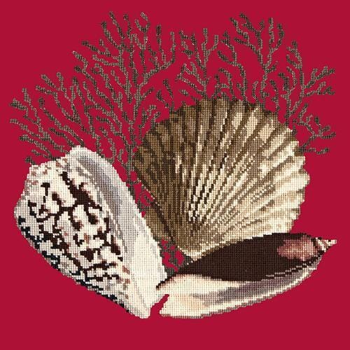 Fan Coral Needlepoint Kit Kits Elizabeth Bradley Design Bright Red