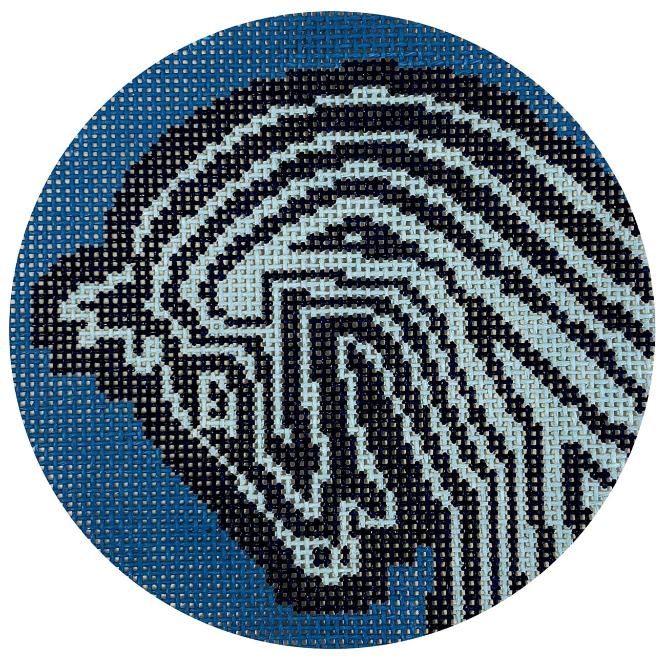Faubourg Horse Round Blue Painted Canvas Maura Nolan Designs - 1