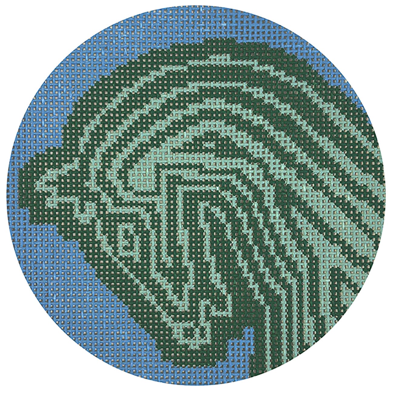 Faubourg Horse Round Green Painted Canvas Maura Nolan Designs - 1