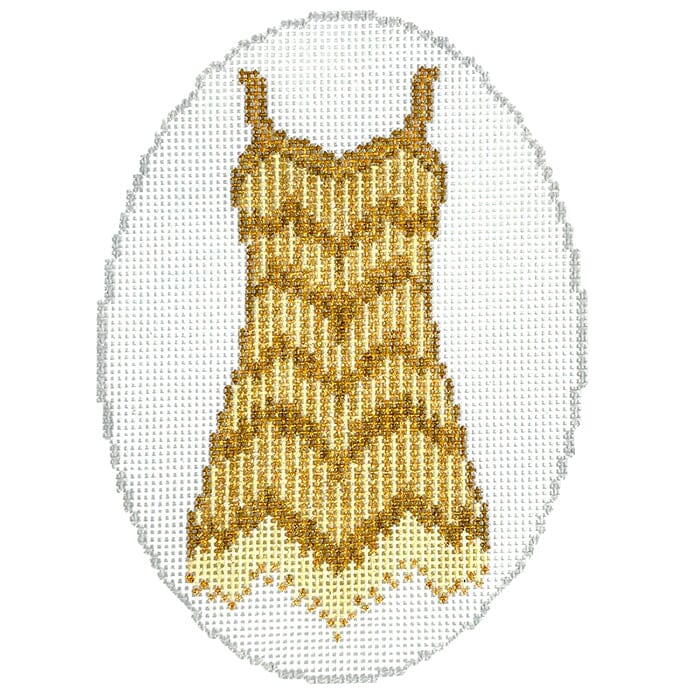 Fearless - Gold Sparkle Dress Ornament | Needlepoint.Com Fearless - Gold Sparkle Dress Ornament | Needlepoint.Com