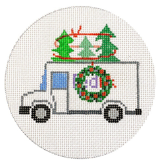 FedEx Christmas Truck Painted Canvas Vallerie Needlepoint Gallery 
