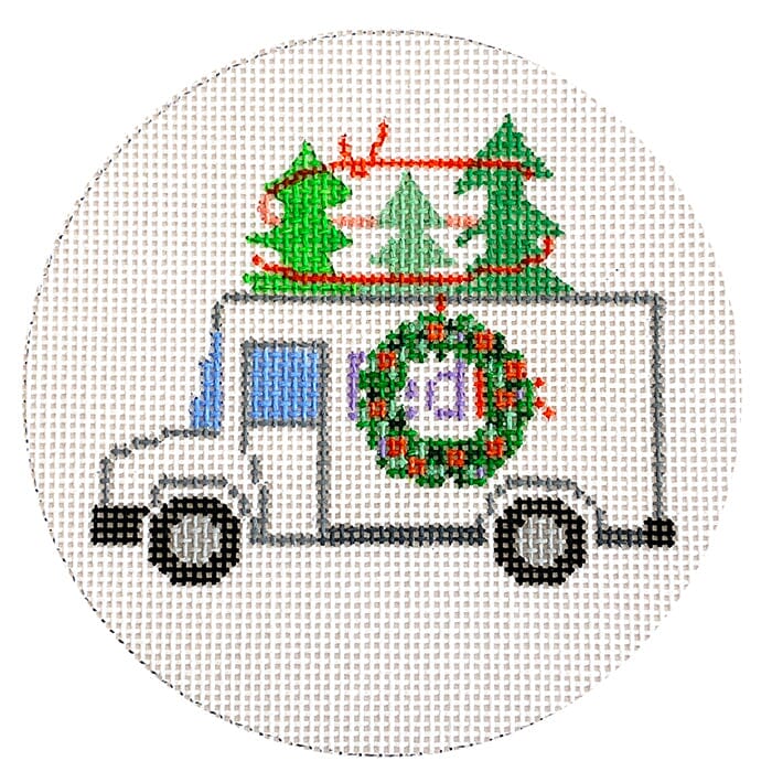 FedEx Christmas Truck Painted Canvas Vallerie Needlepoint Gallery