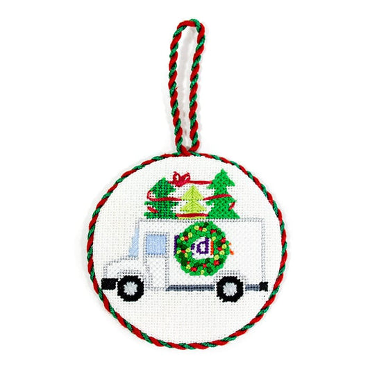 FedEx Christmas Truck with Stitch Guide Painted Canvas Vallerie Needlepoint Gallery 