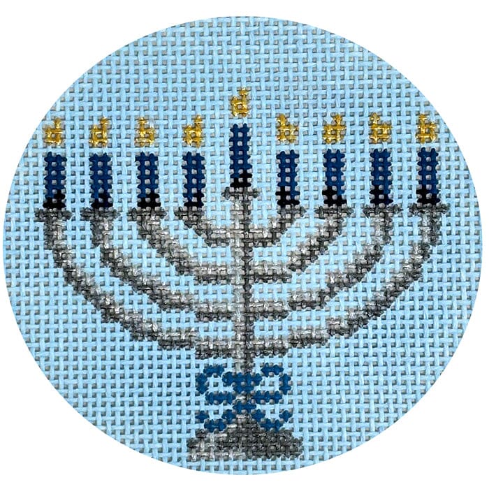 Festival of Lights Round Blue Painted Canvas Rachel Barri Designs - 1