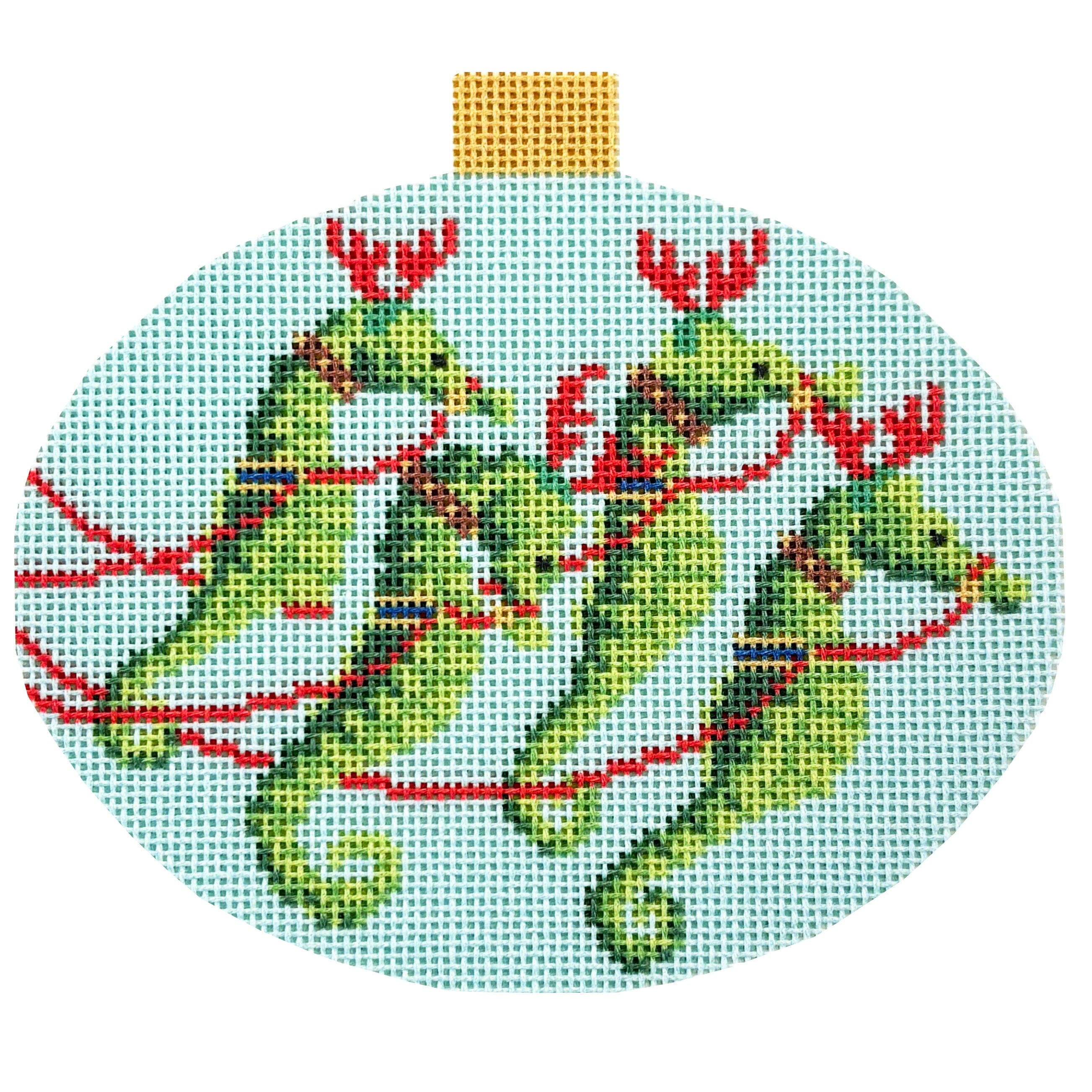 Festive Sea Friends Seahorses with Stitch Guide Printed Canvas Kirk & Bradley
