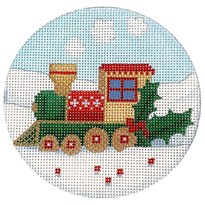 Festive Toy Train Ornament Painted Canvas Melissa Shirley Designs - 1